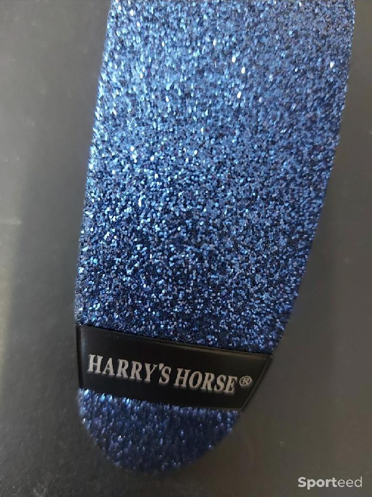 Equitation - Échangeable front plate pour bombe Harry's Horse bleu pailleté  - photo 1