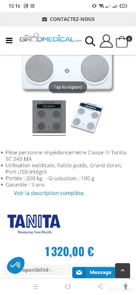 Accessoires électroniques - Balance impedancemetre Tanita SC-240 - photo 3