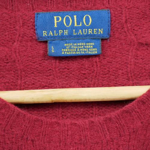 Golf - Polo Ralph Lauren Pull en maille torsadée Laine et Cachemire Femme Taille L Rouge #QWE0714 - photo 8