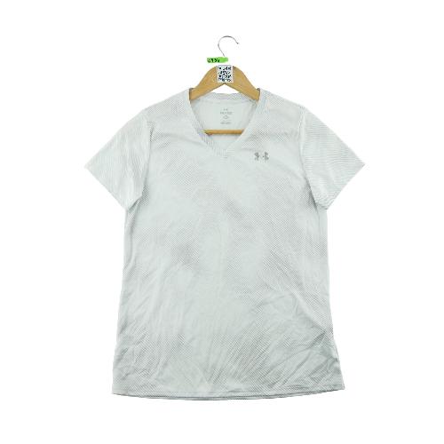 Under Armour T-shirt Coupe Loose Col V Micro-rayures diagonales Femme Taille S Gris