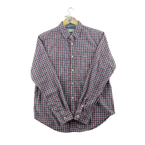 Lacoste Chemise classique Homme Taille M à carreaux Bordeaux