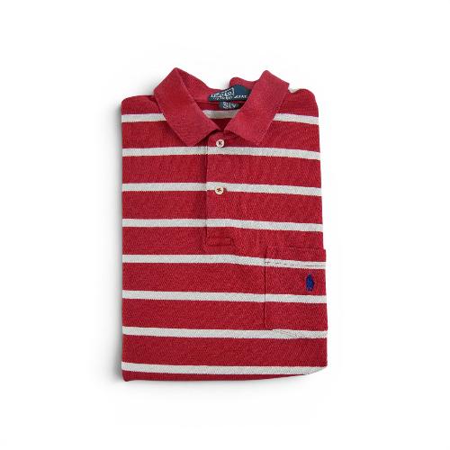 Golf - Polo Ralph Lauren Polo manches courtes Mesh Pony à Rayure Rayé Homme Taille M Rouge #QWE1871 - photo 7