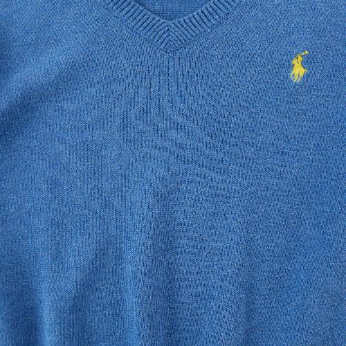 Sportswear - Polo Ralph Lauren Pull col V coton Pony brodé Maille fine Garçon Taille 8 ans Bleu #QWE7815 - photo 7