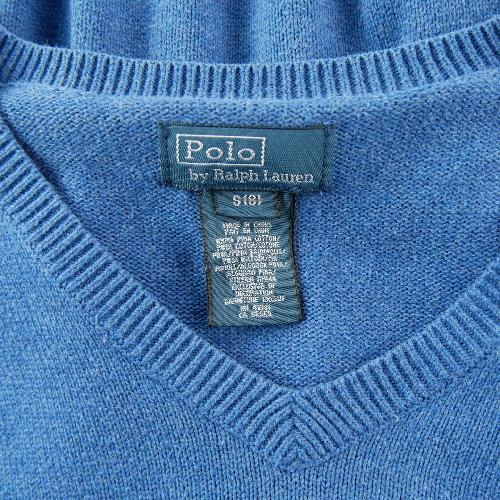 Sportswear - Polo Ralph Lauren Pull col V coton Pony brodé Maille fine Garçon Taille 8 ans Bleu #QWE7815 - photo 7