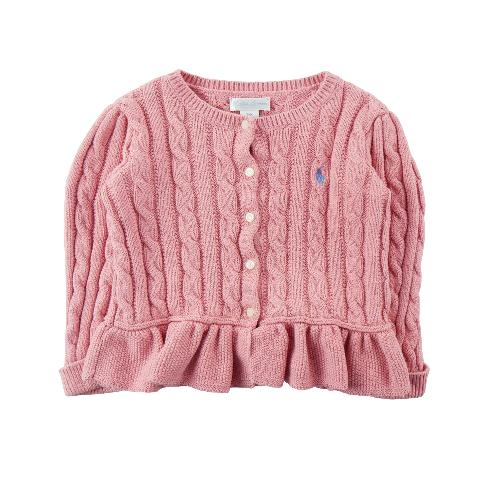 Sportswear - Ralph Lauren Gilets Cable Cotton Peplum Cardigan Maille torsadée Fille Taille 2 ans Rose #QWE7748 - photo 8