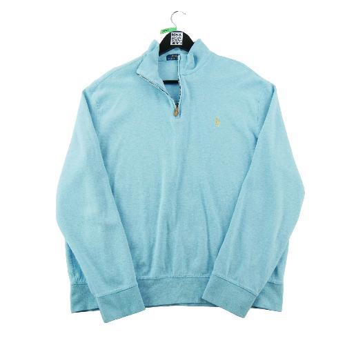 Sportswear - Polo Ralph Lauren Sweat 1/4 zip Col camionneur Cavalier Polo brodé Homme Taille L Bleu #QWE0521 - photo 9