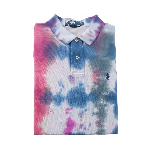 Golf - Polo Ralph Lauren Polo manches courtes Tie Dye Maille piquée coton Homme Taille L Marine #QWE2330 - photo 7