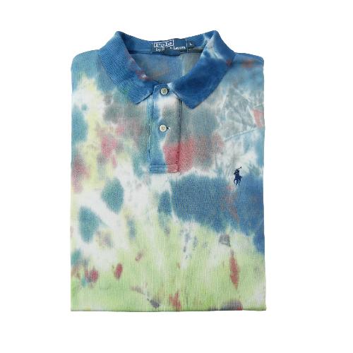 Golf - Polo Ralph Lauren Polo manches courtes Motif tie-dye Pony brodé Homme Taille L Bleu #QWE2079 - photo 7