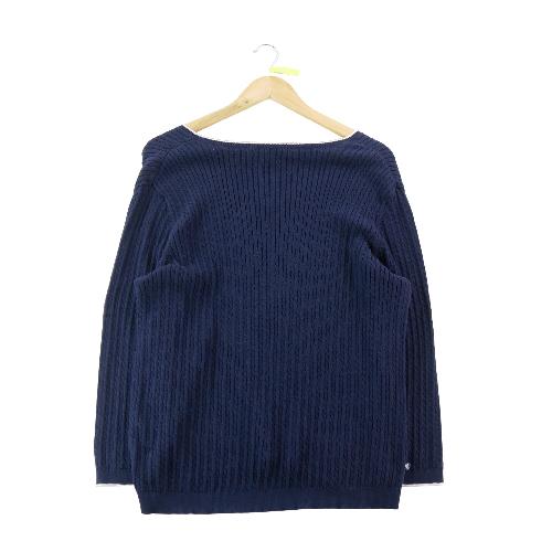 Sportswear - Lauren Ralph Lauren Pull Maille côtelée Col V contrasté Ourlet arrondi Femme Taille XL #QWE1286 - photo 8