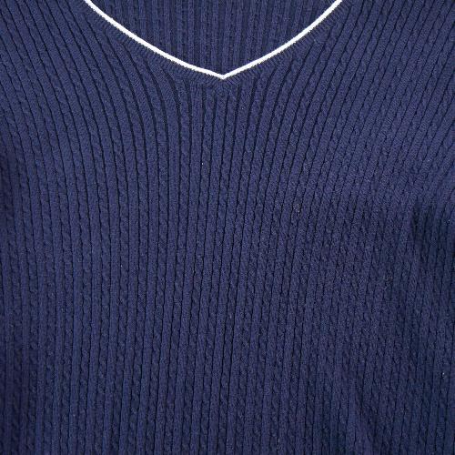 Sportswear - Lauren Ralph Lauren Pull Maille côtelée Col V contrasté Ourlet arrondi Femme Taille XL #QWE1286 - photo 8