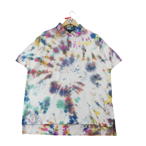 Golf - Polo Ralph Lauren Polo manches courtes Tie Dye Pony brodé Homme Taille XL Blanc #QWE2297 - photo 7
