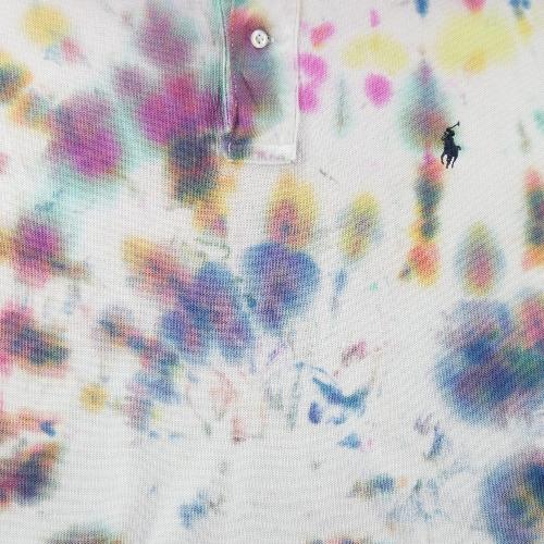 Golf - Polo Ralph Lauren Polo manches courtes Tie Dye Pony brodé Homme Taille XL Blanc #QWE2297 - photo 7