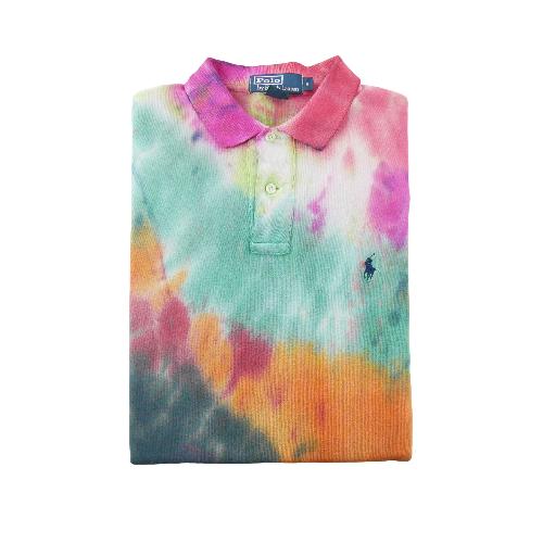 Ralph Lauren Polo manches courtes Classic Fit Tie-Dye Mesh Poney brodé Homme Taille S #QWE2085