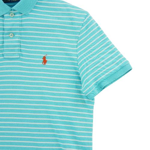 Golf - Polo Ralph Lauren Polo manches courtes Custom Fit Striped Pony Homme Taille S Bleu clair #QWE3523 - photo 6