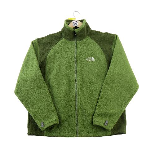 The North Face Veste polaire Zippée bicolore Logos poitrine et dos Y2K Femme Taille M Vert #QWE1534