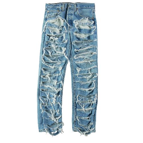 Sportswear - Levi Strauss Jean Upcycling Levis 501 Taille W32/L30 Homme Bleu clair #QWE0741 - photo 9