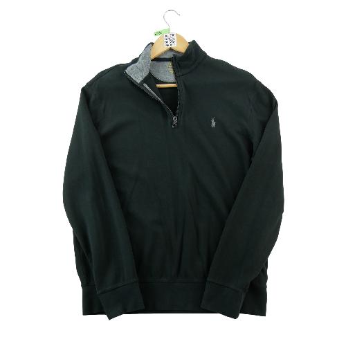 Polo Ralph Lauren Sweat Luxury Jersey Quarter-Zip Pullover Pony brodé Homme Taille M Noir #QWE0795