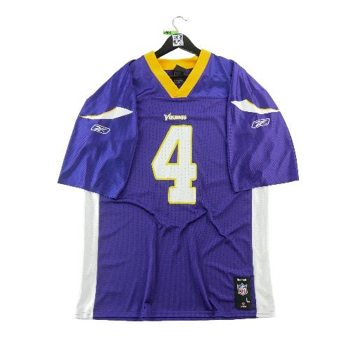 Reebok Maillot NFL Minnesota Vikings Brett Favre 4 Home Jersey 2009–2010 Taille L #QWE0978