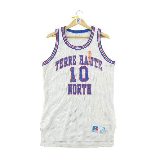 Basket-ball - Russell Athletic Maillot Terre Haute North Vigo Patriots 10 1983–1996 Made in USA Taille L #QWE1392 - photo 8