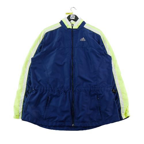 Adidas Coupe-vent Sportswear rétro Y2K Panneaux jaune fluorescent Femme Taille L Marine