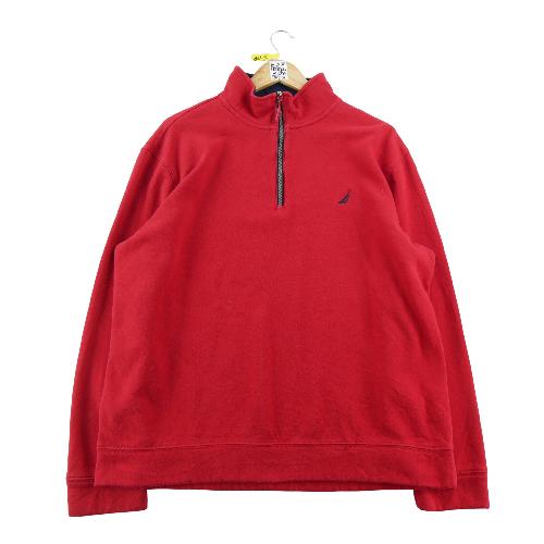 Nautica Sweat J-Class quart de zip Logo voile brodé Col montant Homme Taille XL Rouge