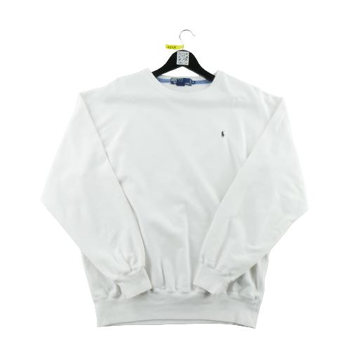 Polo Ralph Lauren Sweat Y2K Coupe ample Logo poney brodé Vintage Homme Taille M Blanc