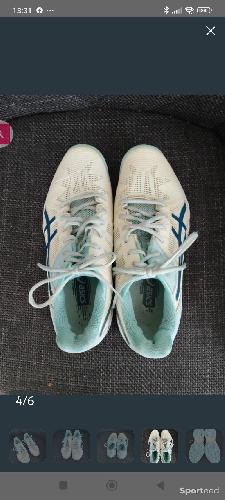 Tennis - Chaussures tennis / padel haut de gamme Terre Battue Asics Solution Speed FF 2 Clay - Taille 37.5 - Blanc et bleu clair - photo 6