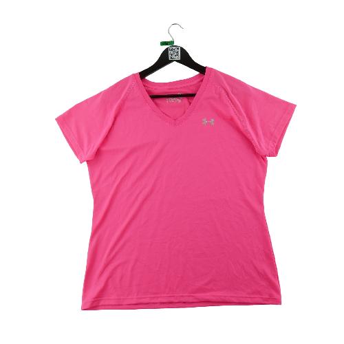 Under Armour T-shirt HeatGear V-Neck Coupe semi-ajustée Manches raglan Femme Taille L Rose