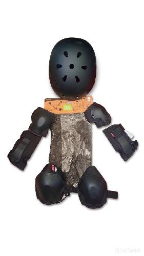 Kit complet de protection roller / skate / trottinette - Casque, genouillères, coudières, protège-poignets - Taille XS - Noir