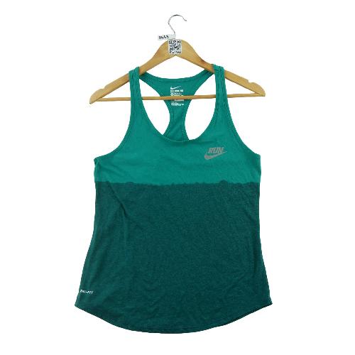 Nike Débardeurs Dri-Fit Coupe athlétique Dos nageur Bicolore Femme Taille M Vert