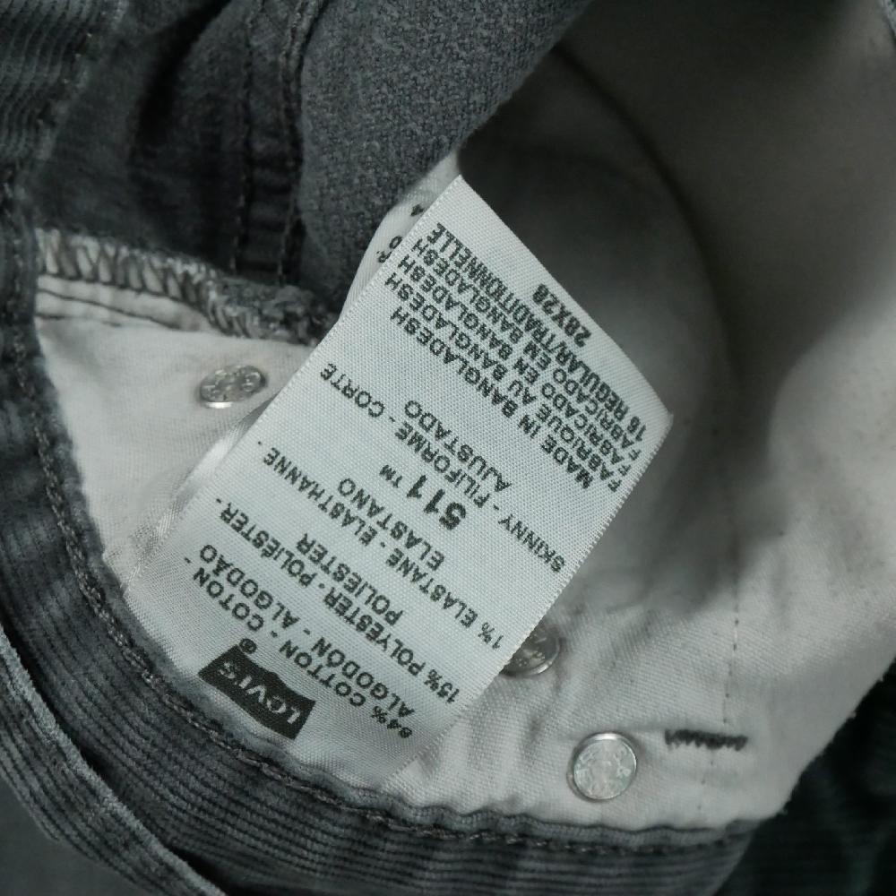Sportswear - Levi Strauss Pantalon 511 Skinny en velours côtelé Taille W28/L28 Homme Gris #QWE3220 - photo 8