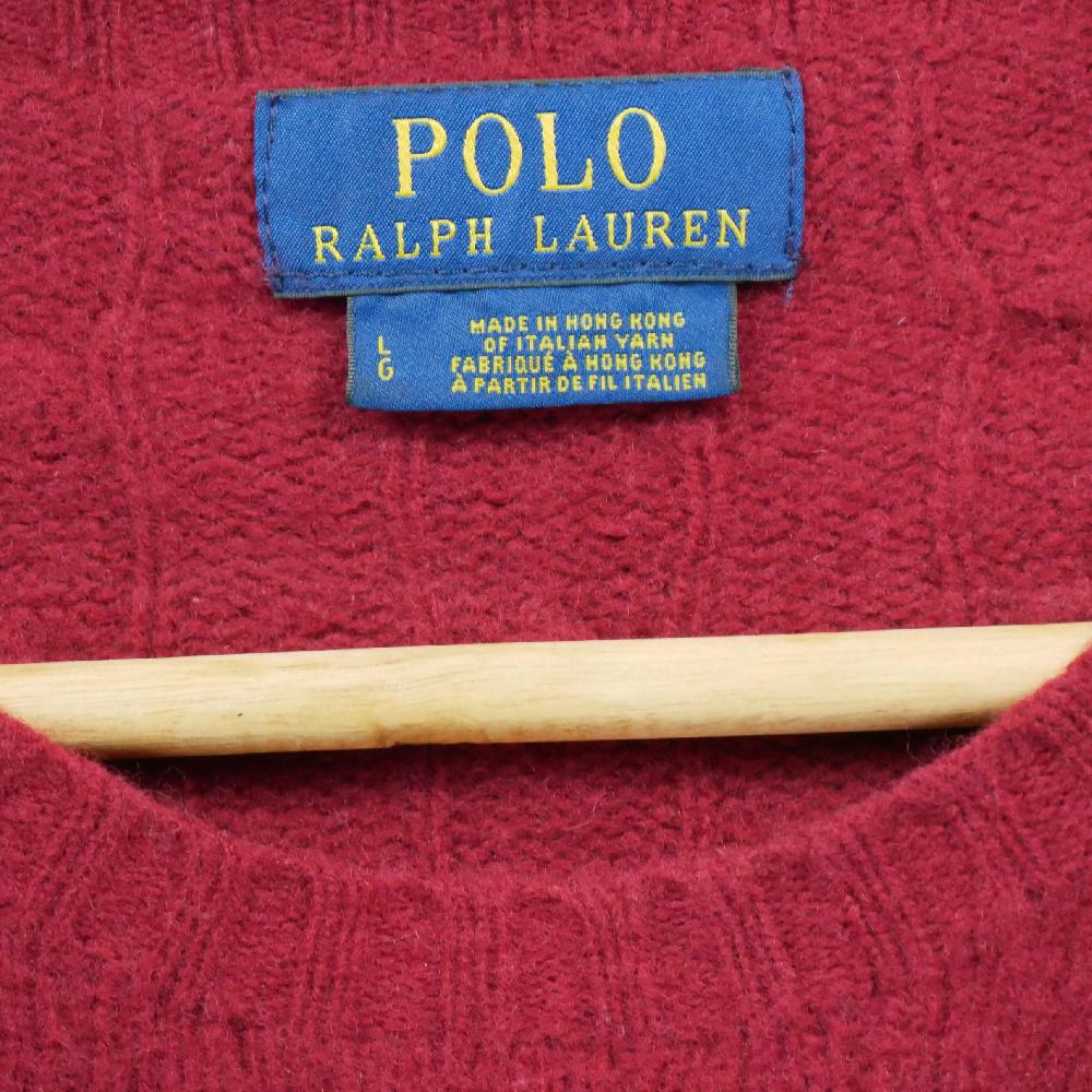 Golf - Polo Ralph Lauren Pull en maille torsadée Laine et Cachemire Femme Taille L Rouge #QWE0714 - photo 5