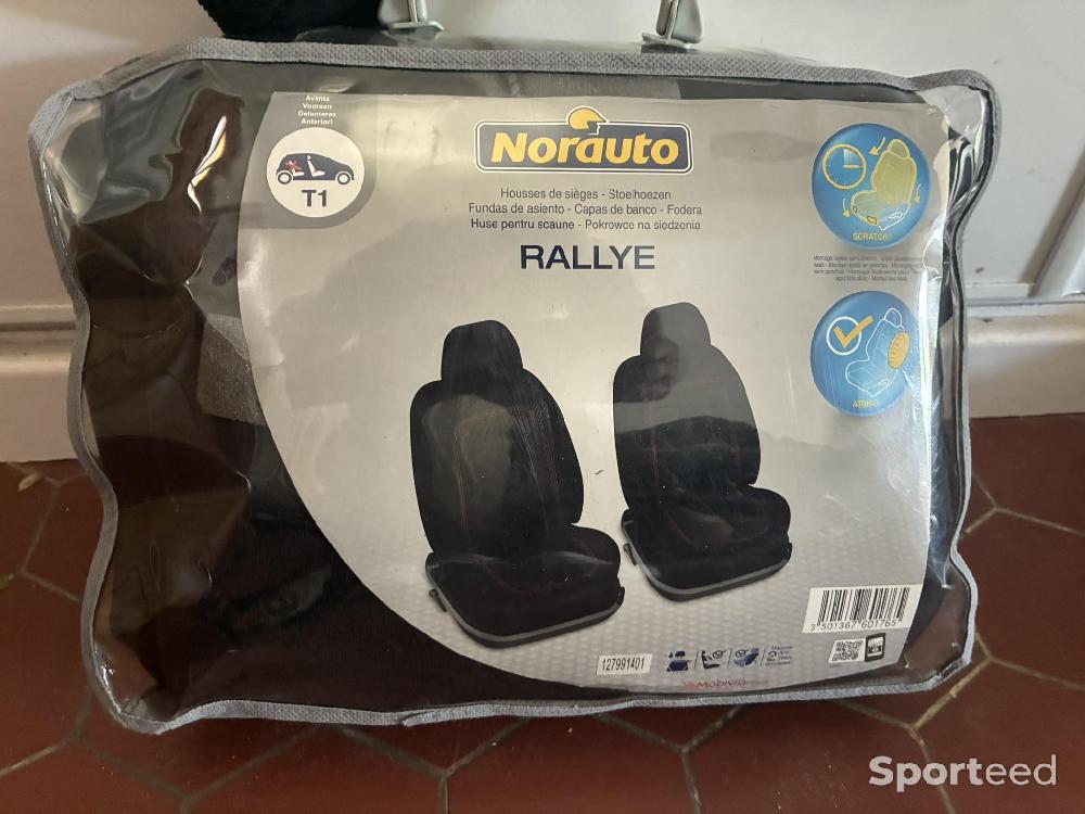 Sports automobile - Housses 2 sièges avant Norauto Rallye - NEUF – Noir liseré rouge – Universel, compatible airbag - photo 1