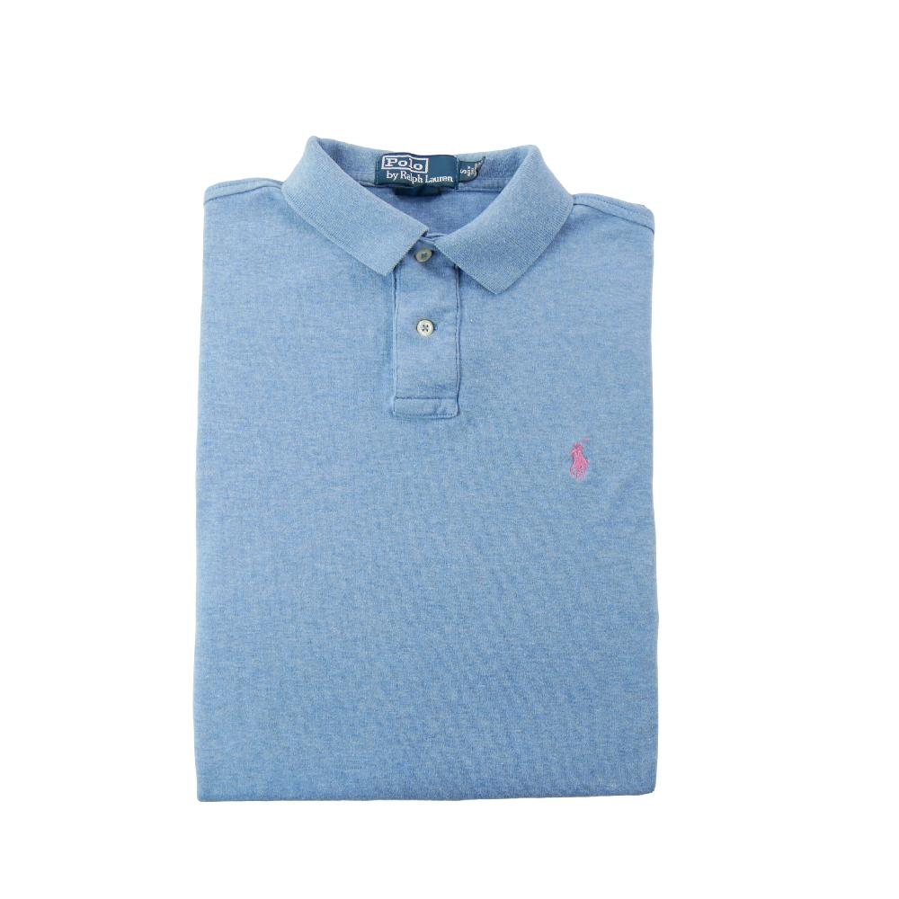 Golf - Polo Ralph Lauren Polo manches courtes Custom Fit Pony rose brodé Homme Taille S Bleu clair #QWE1517 - photo 1