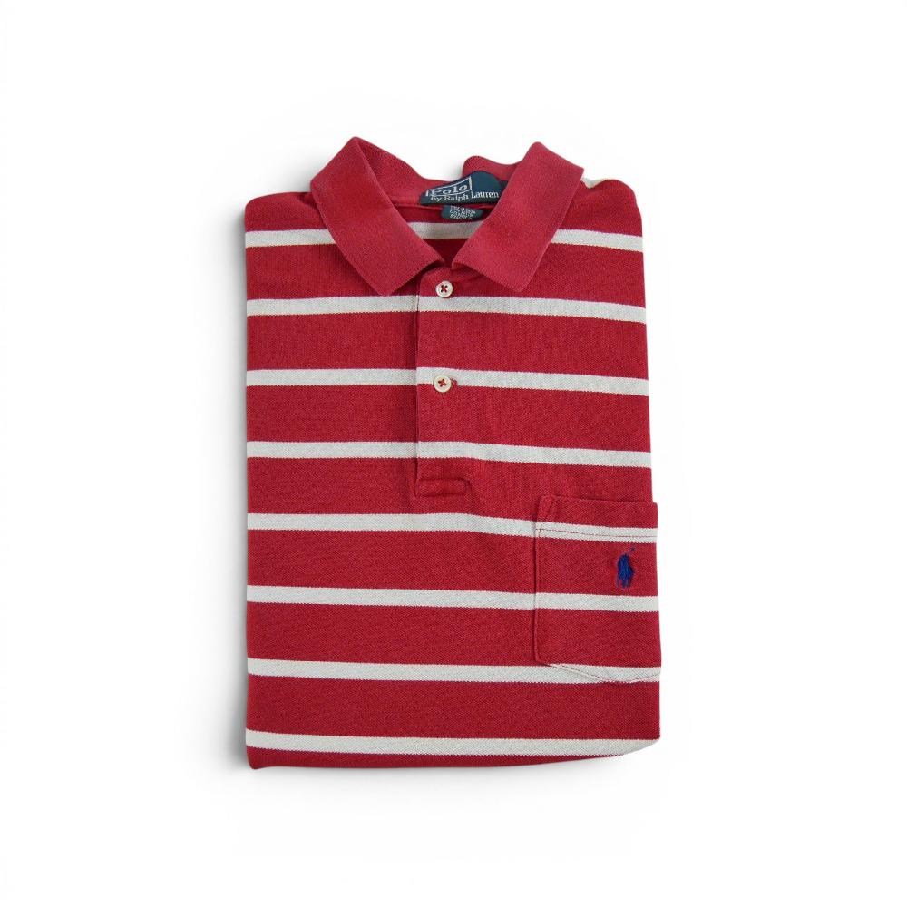 Golf - Polo Ralph Lauren Polo manches courtes Mesh Pony à Rayure Rayé Homme Taille M Rouge #QWE1871 - photo 1