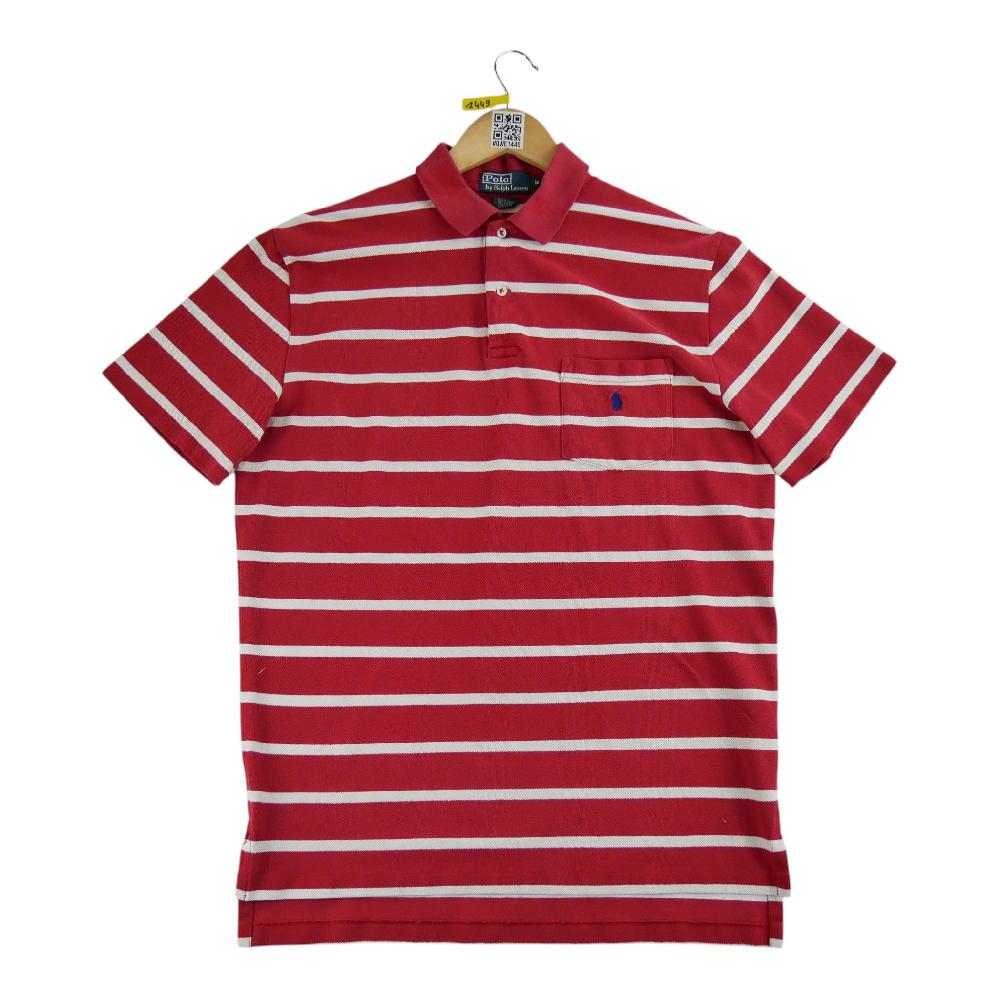 Golf - Polo Ralph Lauren Polo manches courtes Mesh Pony à Rayure Rayé Homme Taille M Rouge #QWE1871 - photo 2