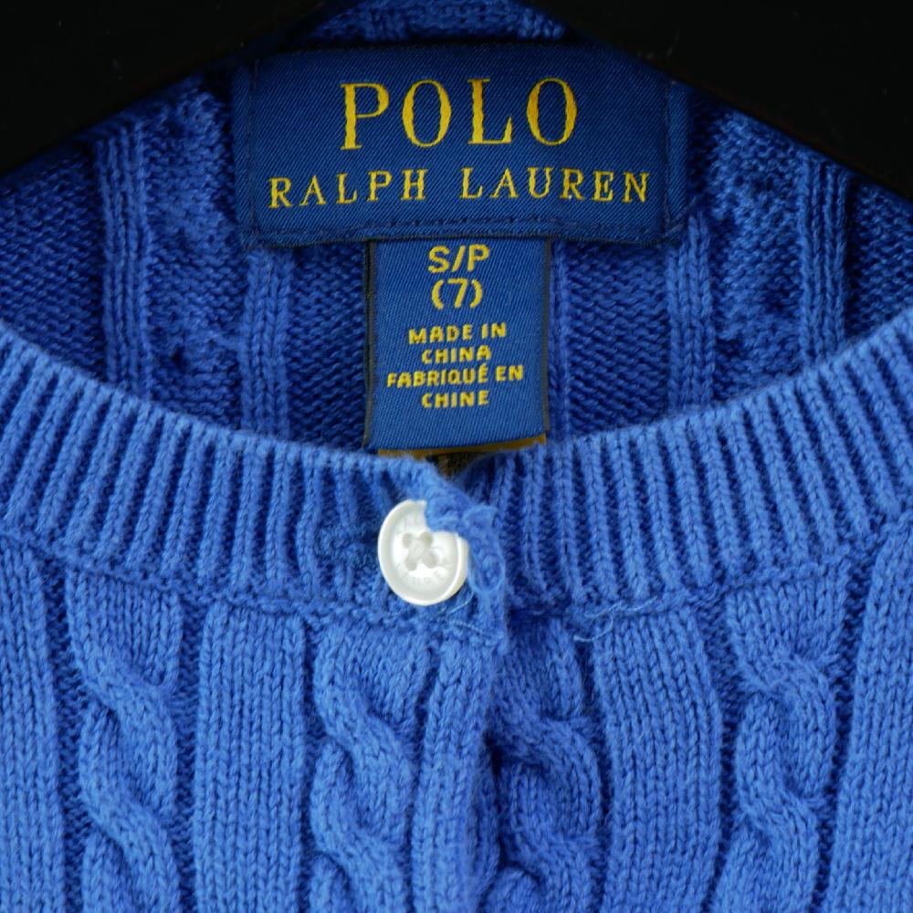 Sportswear - Polo Ralph Lauren Gilets Cable-Knit Cotton Cardigan Maille torsadée Fille Taille 7 ans Bleu #QWE0342 - photo 4