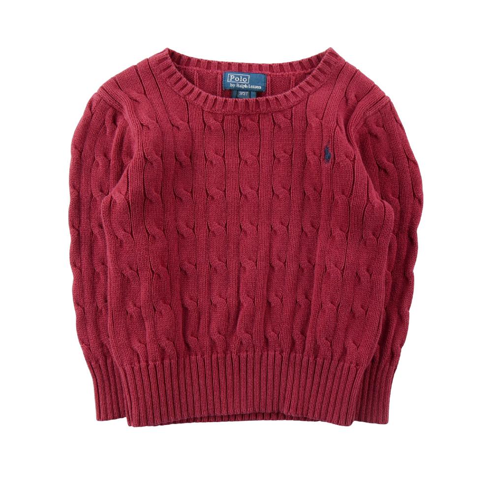 Sportswear - Polo Ralph Lauren Pull Maille torsadée Pony brodé 100% coton Col rond Garçon Taille 3 ans #QWE4296 - photo 1