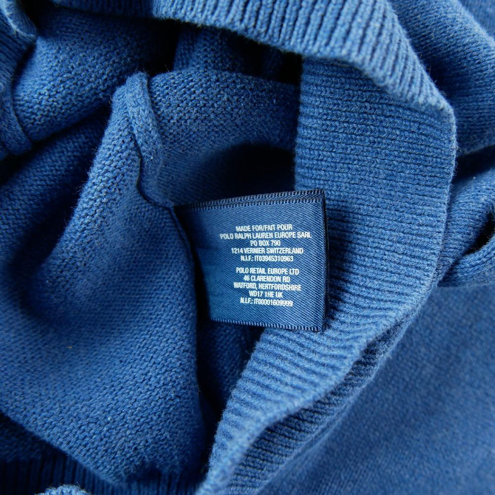 Sportswear - Polo Ralph Lauren Pull col V coton Pony brodé Maille fine Garçon Taille 8 ans Bleu #QWE7815 - photo 6