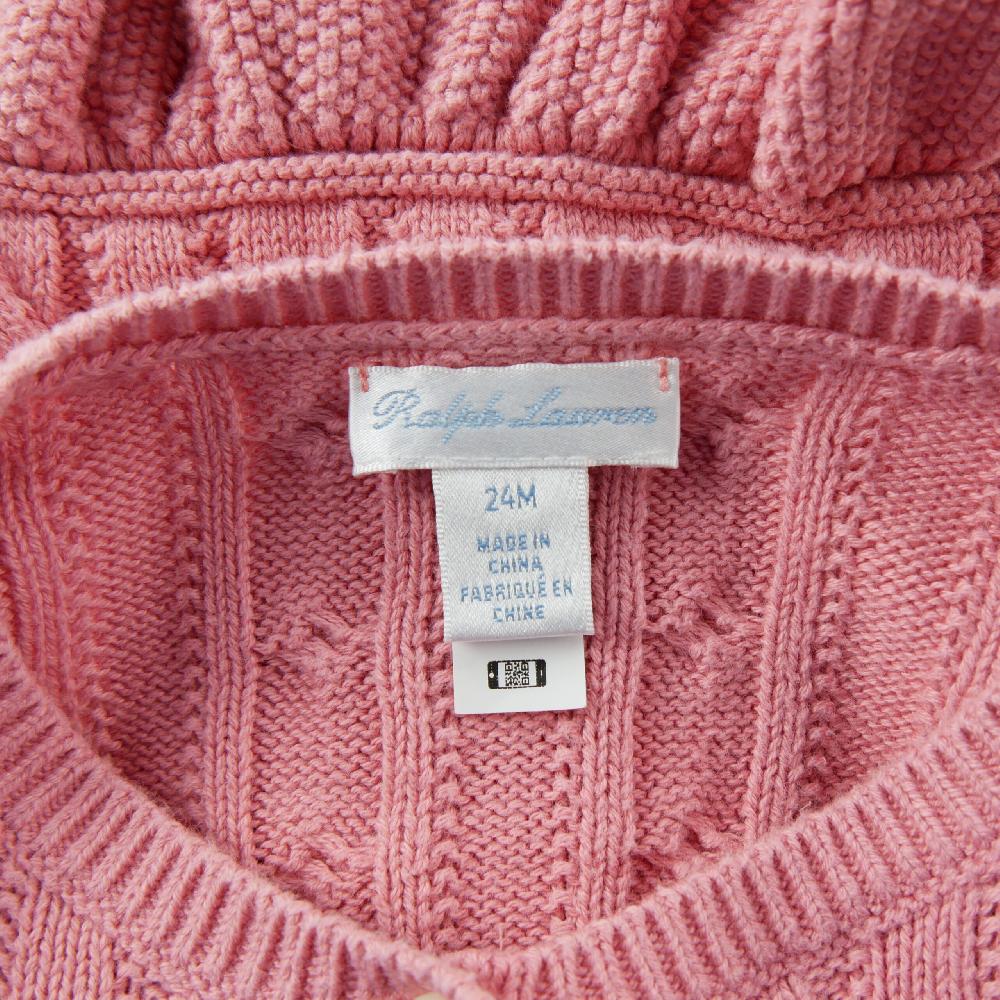 Sportswear - Ralph Lauren Gilets Cable Cotton Peplum Cardigan Maille torsadée Fille Taille 2 ans Rose #QWE7748 - photo 5