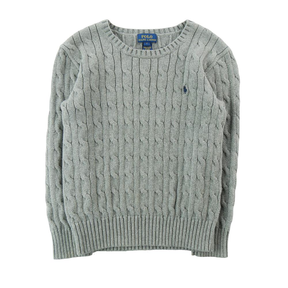 Sportswear - Polo Ralph Lauren Pull Cable-Knit Cotton Sweater Maille torsadée Garçon Taille 7 ans Gris #QWE7812 - photo 1