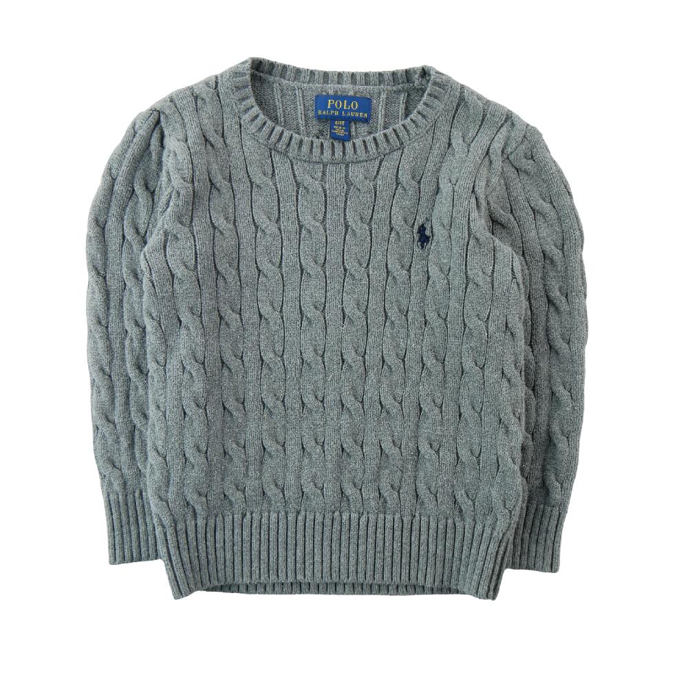 Sportswear - Polo Ralph Lauren Pull Cable-Knit Cotton Sweater Maille torsadée Garçon Taille 4 ans Gris #QWE7754 - photo 1