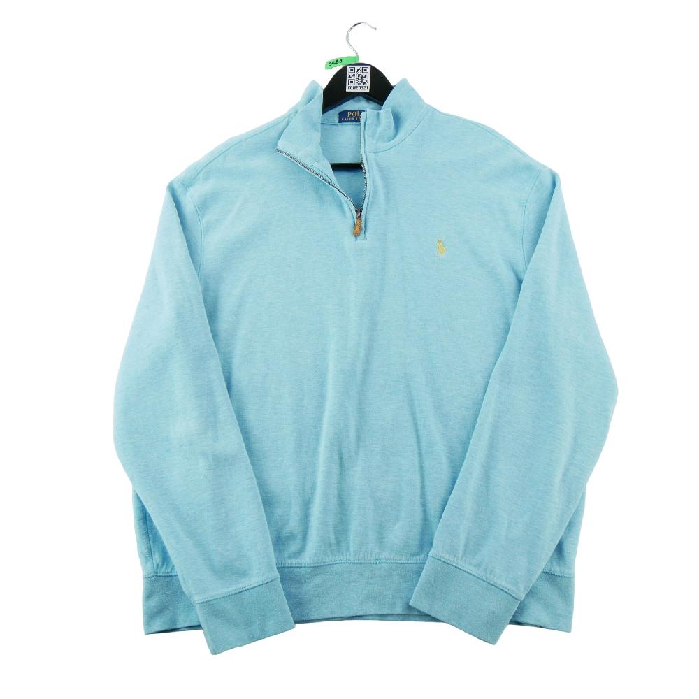 Sportswear - Polo Ralph Lauren Sweat 1/4 zip Col camionneur Cavalier Polo brodé Homme Taille L Bleu #QWE0521 - photo 1