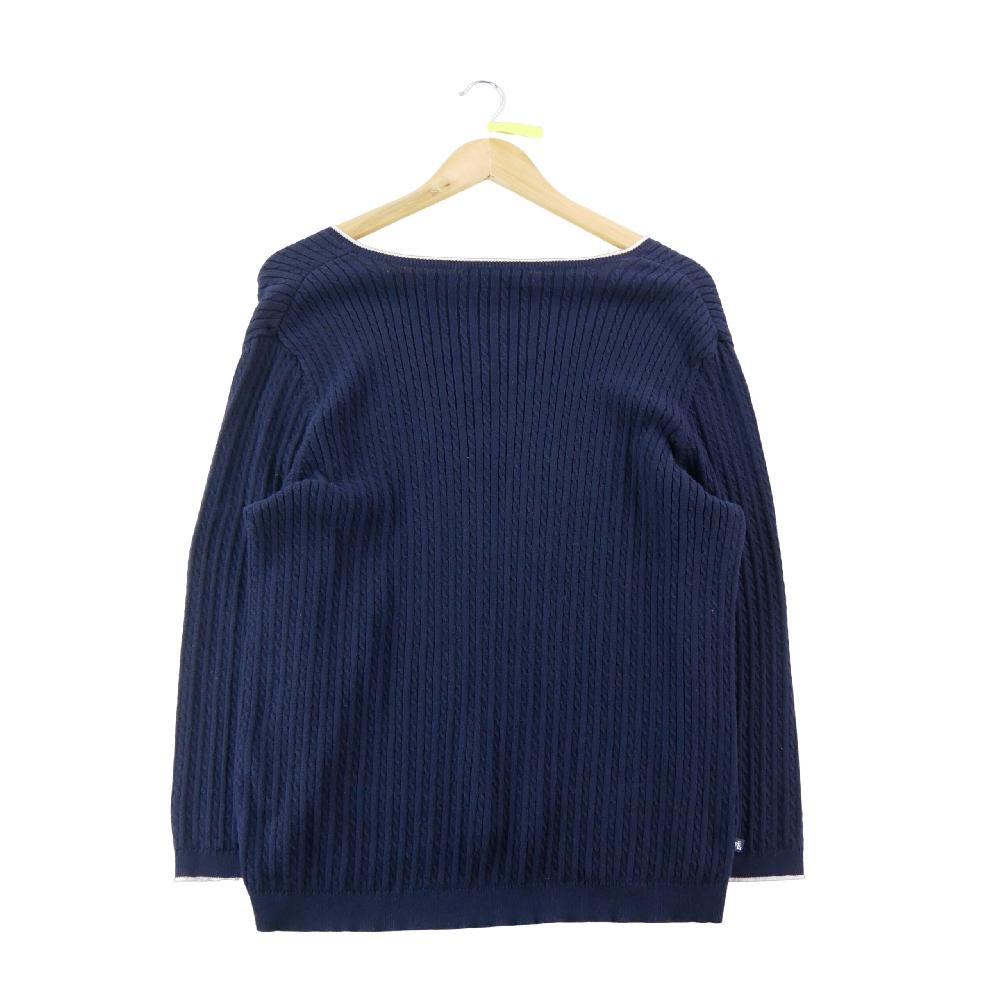 Sportswear - Lauren Ralph Lauren Pull Maille côtelée Col V contrasté Ourlet arrondi Femme Taille XL #QWE1286 - photo 2