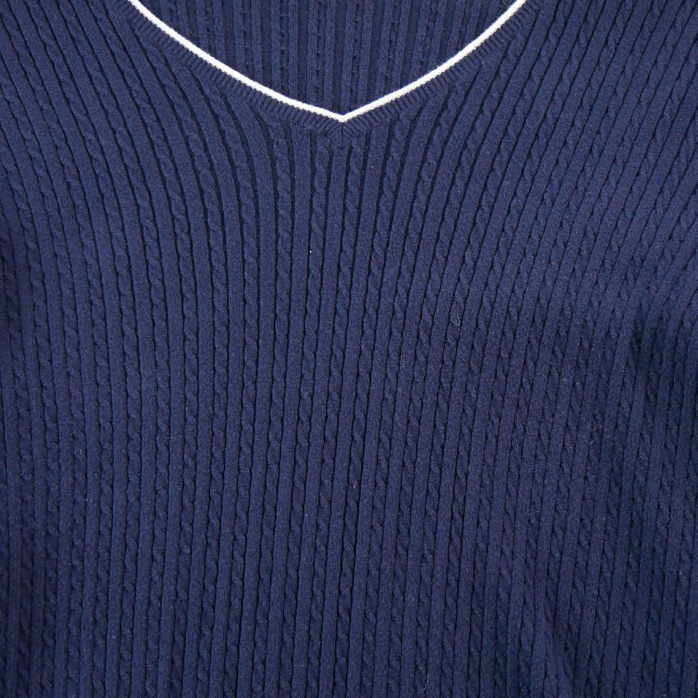 Sportswear - Lauren Ralph Lauren Pull Maille côtelée Col V contrasté Ourlet arrondi Femme Taille XL #QWE1286 - photo 3
