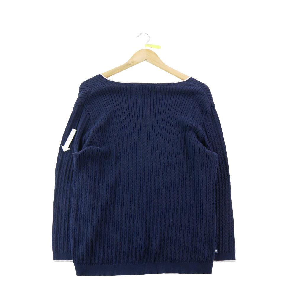Sportswear - Lauren Ralph Lauren Pull Maille côtelée Col V contrasté Ourlet arrondi Femme Taille XL #QWE1286 - photo 5