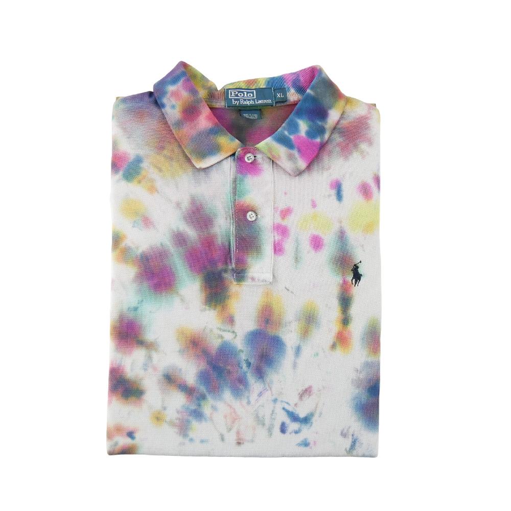 Golf - Polo Ralph Lauren Polo manches courtes Tie Dye Pony brodé Homme Taille XL Blanc #QWE2297 - photo 1