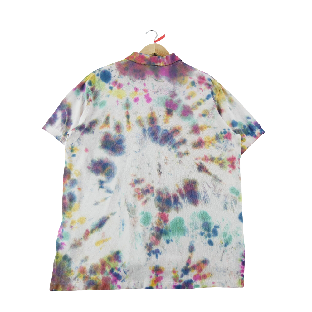 Golf - Polo Ralph Lauren Polo manches courtes Tie Dye Pony brodé Homme Taille XL Blanc #QWE2297 - photo 3