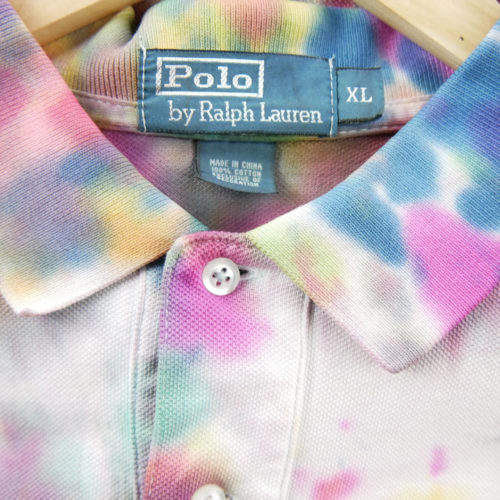 Golf - Polo Ralph Lauren Polo manches courtes Tie Dye Pony brodé Homme Taille XL Blanc #QWE2297 - photo 6