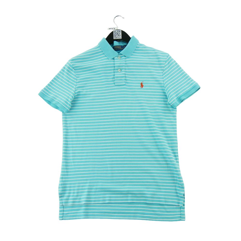 Golf - Polo Ralph Lauren Polo manches courtes Custom Fit Striped Pony Homme Taille S Bleu clair #QWE3523 - photo 2